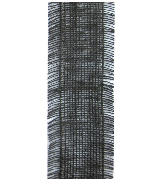 Decorative Ribbon 2.5''x12' Brush Burlap Black, , hi-res, image 2