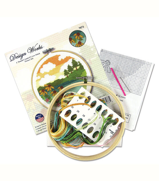 Design Works 6" Lakeside Round Counted Cross Stitch Kit, , hi-res, image 2