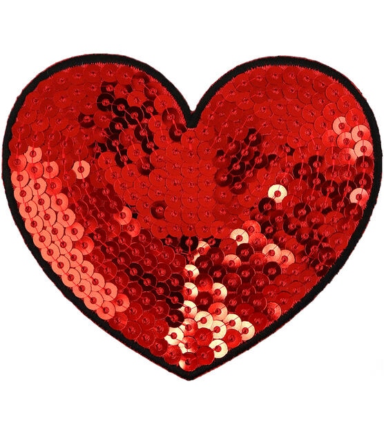 Simplicity 3 Red Sequin Heart Iron On Patch