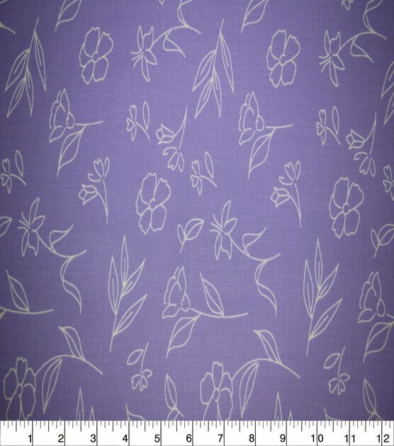 Daisy Outline on Purple Quilt Cotton Fabric by Quilter's Showcase