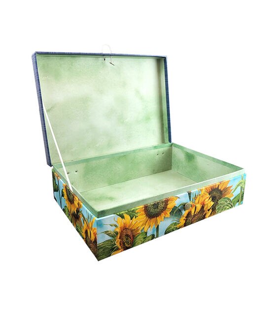 14" Sunflower Rectangle Box With Button Closure, , hi-res, image 2