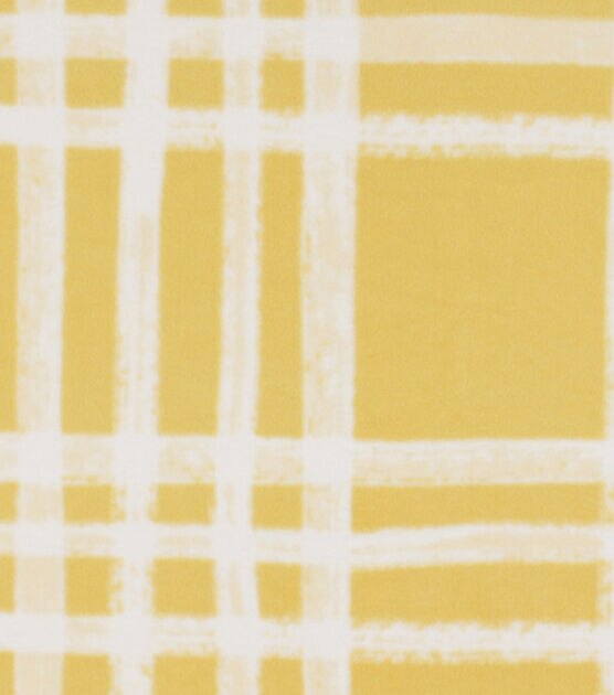 Yellow & White Plaid Anti Pill Fleece Fabric, , hi-res, image 1