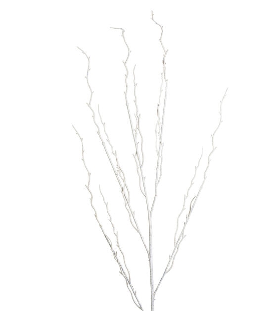 35" White Glitter Branch Stem by Bloom Room, , hi-res, image 2