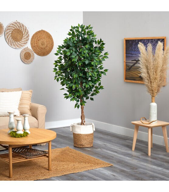 Nearly Natural 6ft. Ficus Artificial Tree Natural Jute Cotton Planter, , hi-res, image 4