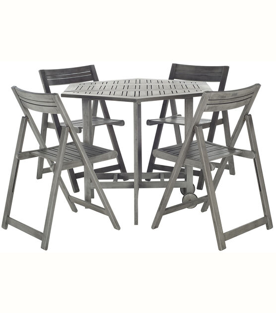 Safavieh Kerman Gray Wash Outdoor Table With 4pc Foldable Chair Set, , hi-res, image 7
