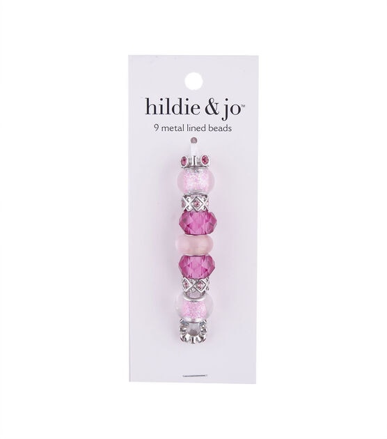 15mm Hot Pink Metal Lined Glass Beads 9ct by hildie & jo