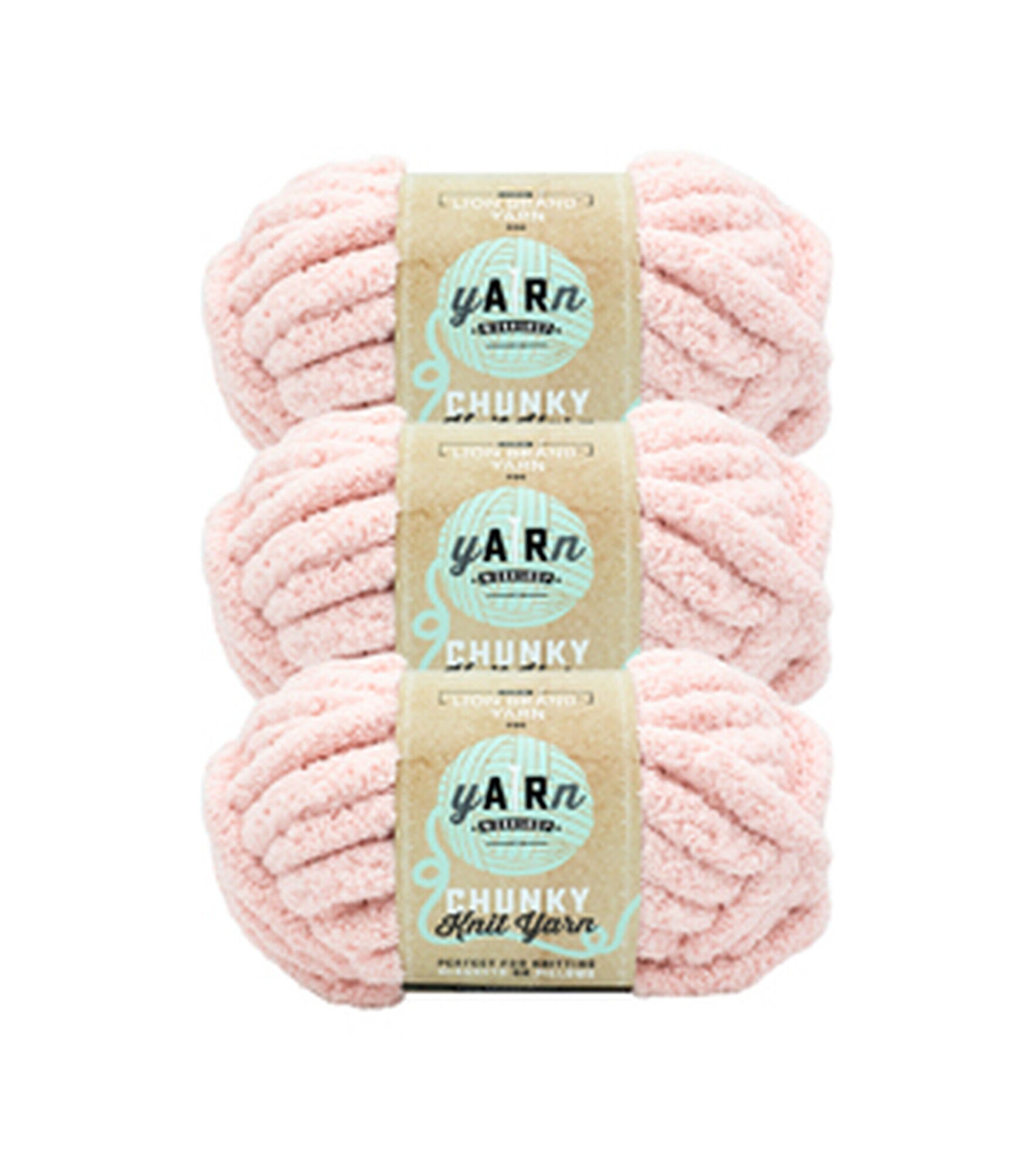 AR Workshop Chunky Knit 28yds Jumbo Polyester Yarn 3 Bundle, Blush, hi-res