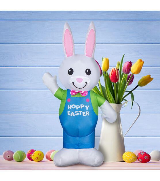 National Tree 25" Inflatable Waving Easter Bunny, , hi-res, image 3