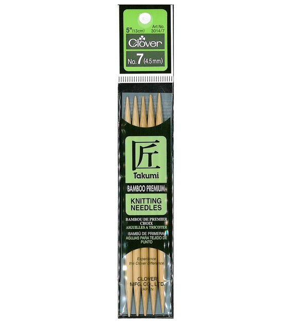 Takumi Bamboo Double Point Knitting Needles 5" 5 Pkg Size 7/4.5mm