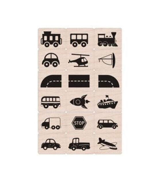 Woodblock Stamps Toy Vehicles