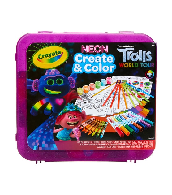 Crayola 74ct Neon Trolls 2 Create N Color & Art Kit