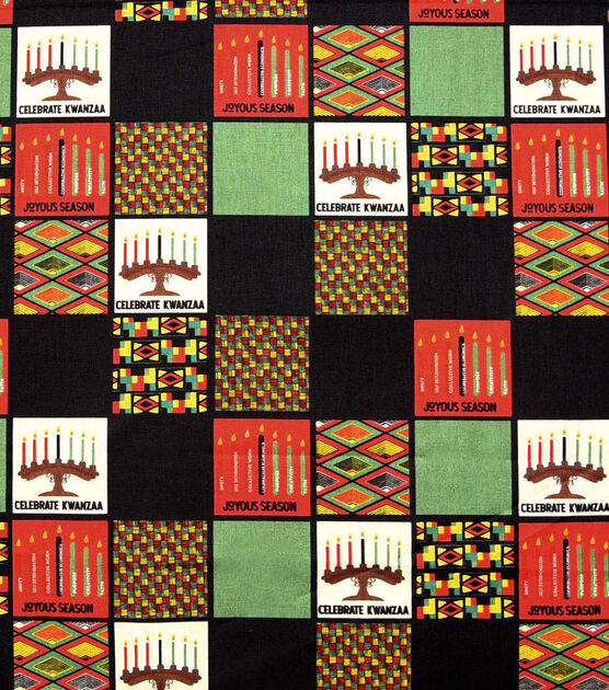 Kwanzaa Checkerboard Novelty Cotton Fabric