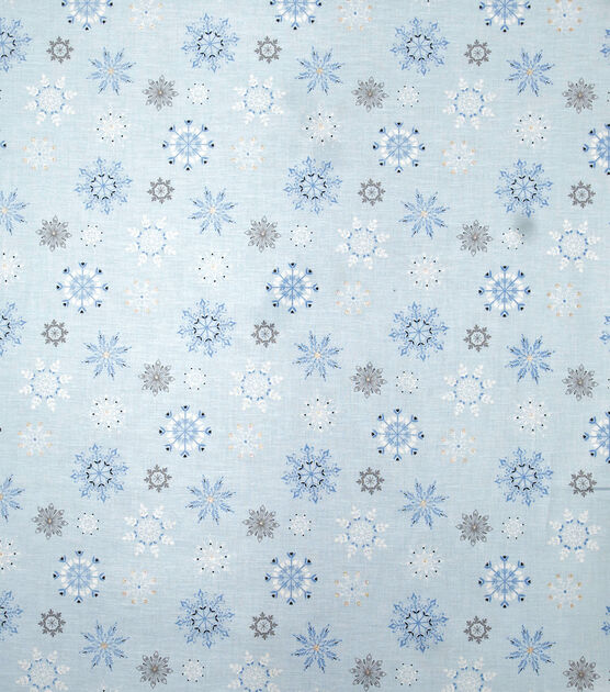 Snowflakes on Blue Christmas Cotton Fabric, , hi-res, image 2