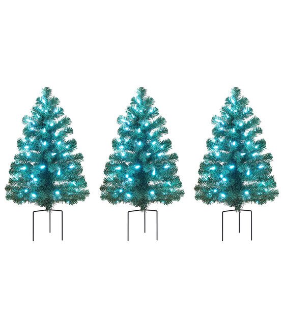 Mr. Christmas 2.5' Pre Lit Alexa Enabled Pathway Christmas Trees 3ct, , hi-res, image 5