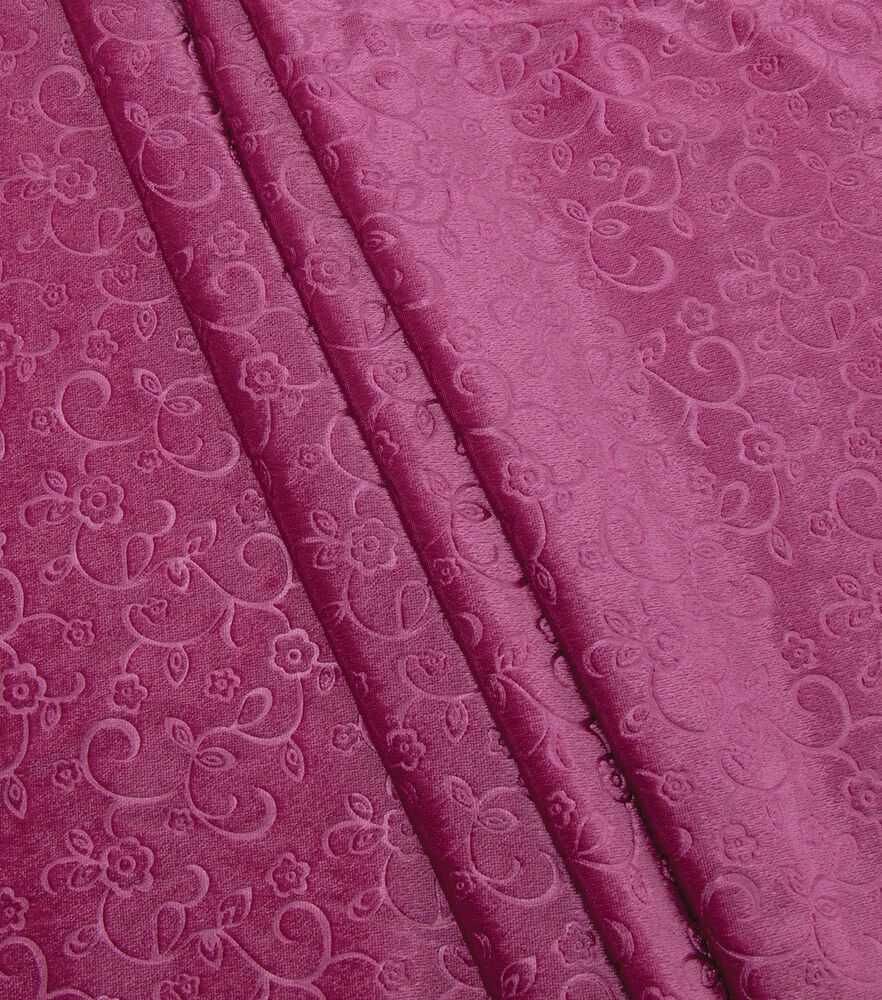 Glitterbug Embossed Panne Fabric, Fuchsia, swatch, image 1