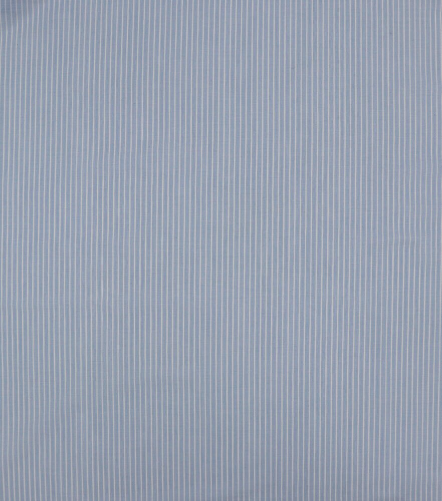 Pinstripe Cotton Shirting Fabric, Blue White, swatch, image 2