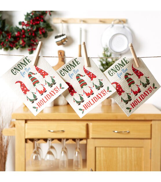 Design Imports 7" x 8" Christmas Gnomes Swedish Dishcloths 3ct, , hi-res, image 3