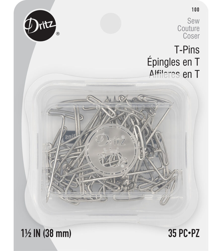 Dritz 1-1/2" T-Pins, Nickel, 35 pc, Size 24 35/pkg, swatch