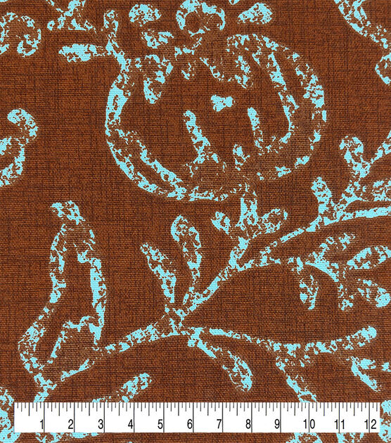Ornate Flowers Chestnut Cotton Canvas Fabric, , hi-res, image 3