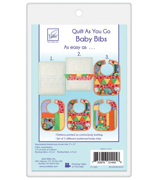 June Tailor Quilt As You Go 3 pk Patterned Baby Bibs