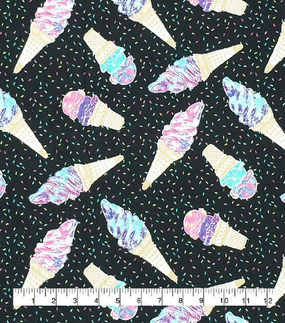 Galaxy Ice Cream Sprinkles Tossed Super Snuggle Flannel Fabric
