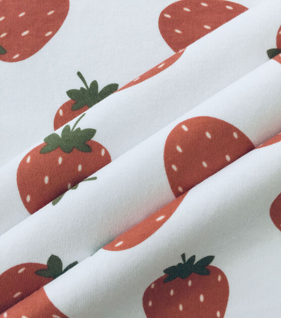 Vintage Strawberries on White Cotton Blend fabric by the Half Yard 18 x 45