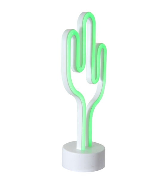 Northlight 11.5" Battery Operated Neon LED Green Cactus Table Light, , hi-res, image 4