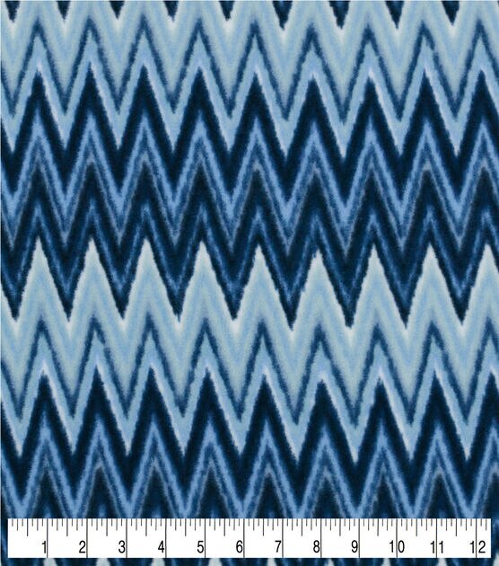 Blue Chevron Anti Pill Fleece Fabric, , hi-res, image 3