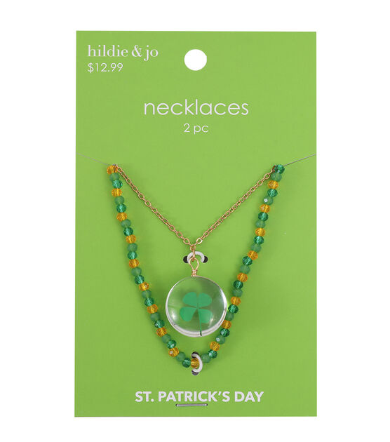 2ct St. Patrick's Day Shamrock Charm Beaded Necklaces by hildie & jo