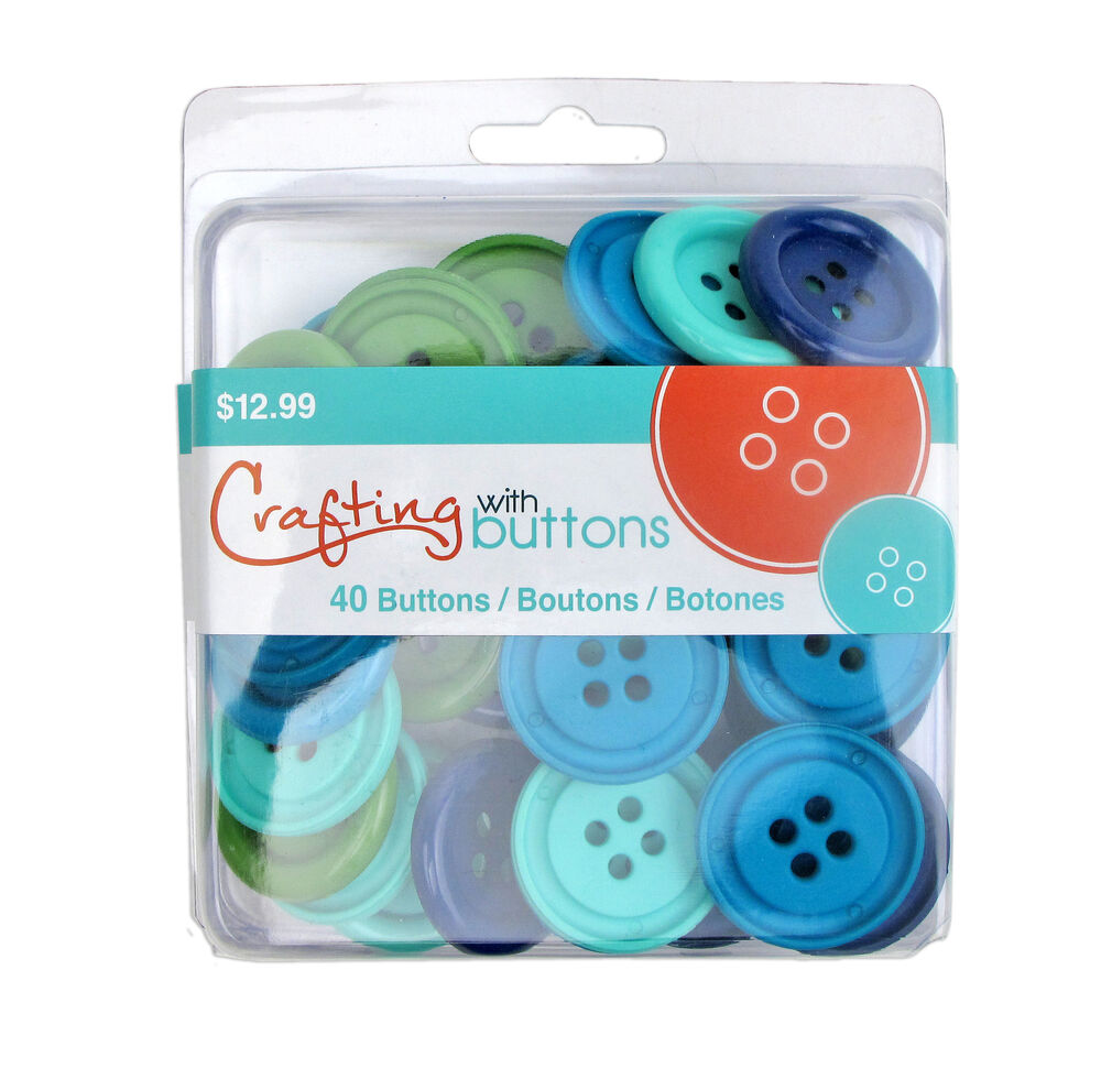 Favorite Findings 1 3/8" Primary Round 4 Hole Buttons 40ct, Ocean, swatch