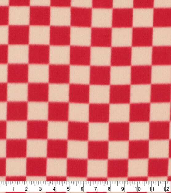 Blizzard Prints Come Together Red Checker Fleece Fabric, , hi-res, image 3