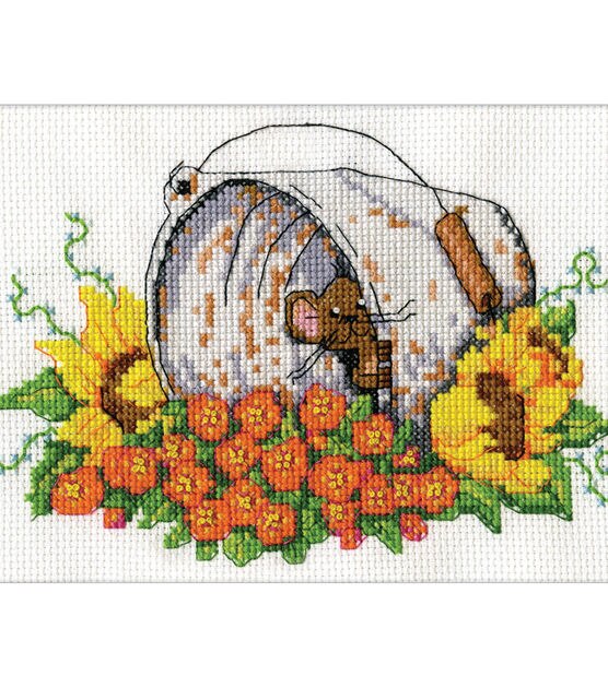 Design Works 7" x 5" Bucket Mouse Counted Cross Stitch Kit, , hi-res, image 2