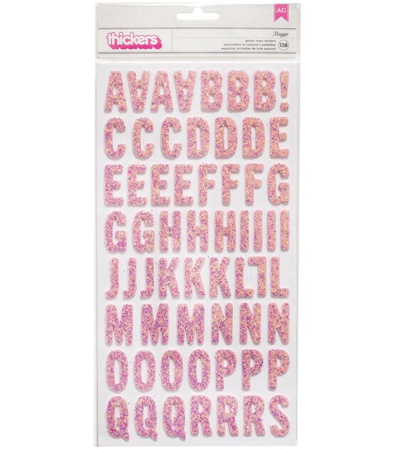 Tealightful Thickers Stickers 5.5"X11" Letter Alpha & Pink Glitter Foam