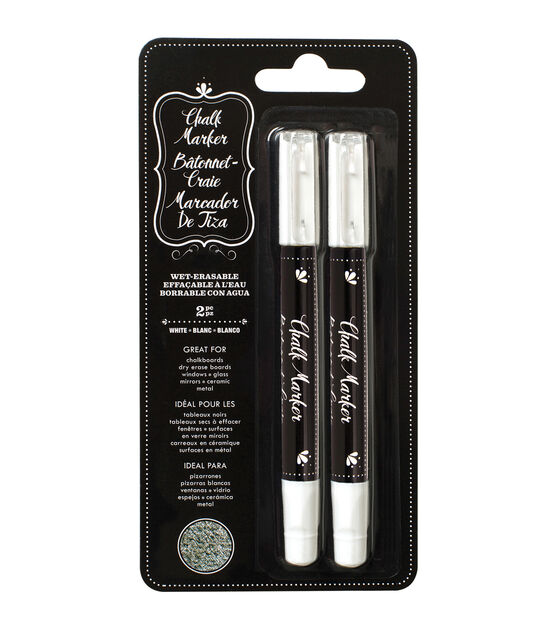 American Crafts Erasable Chalk Markers 2 Pkg White, , hi-res, image 1