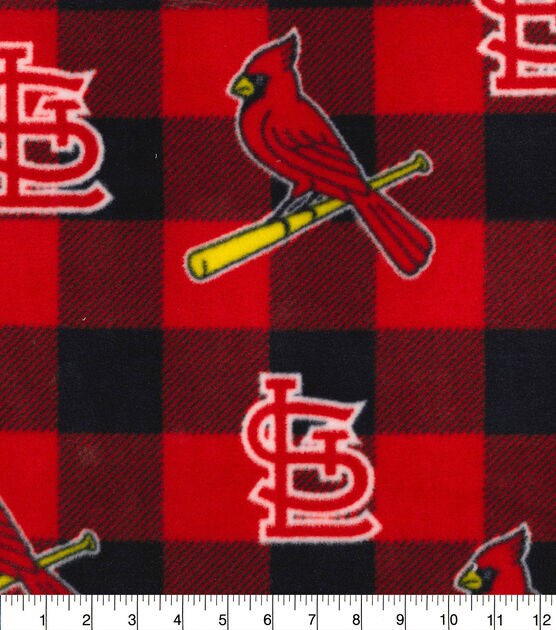 Fabric Traditions St. Louis Cardinals Fleece Fabric Buffalo Check