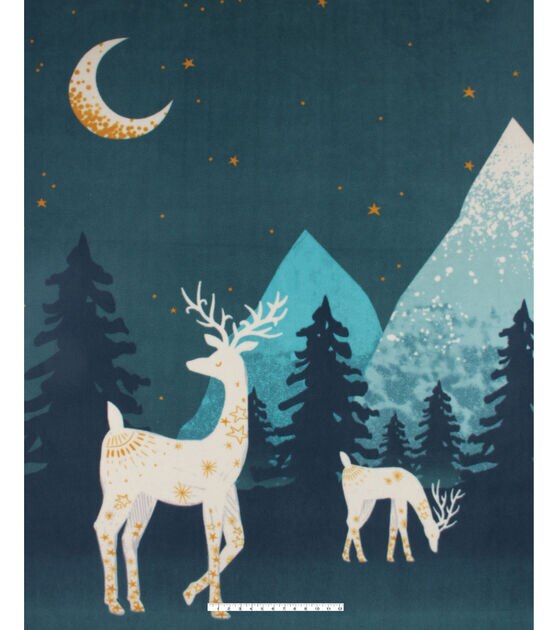 72" Wide Winter Deer No Sew Fleece Blanket by Place & Time, , hi-res, image 3