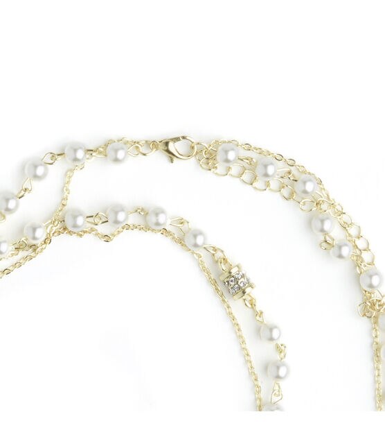30" Gold Pearl & Bead Dual Chain Necklace by hildie & jo, , hi-res, image 3