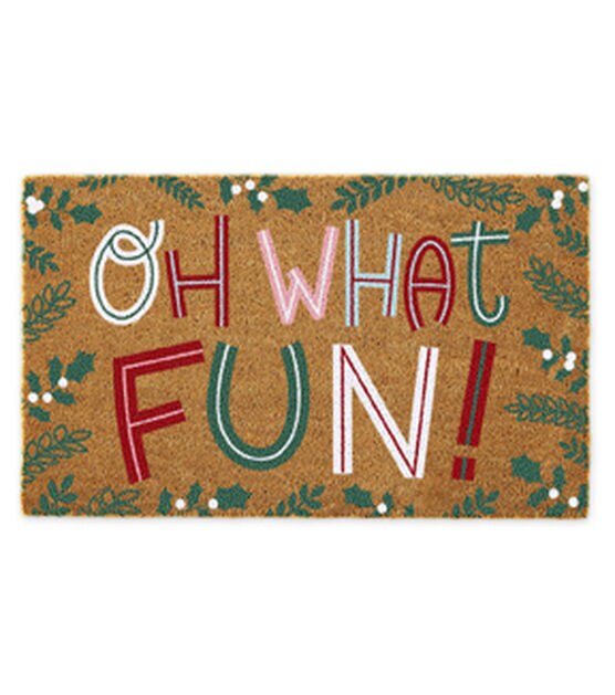 Design Imports 17" x 29" Oh What Fun Coir Door Mat