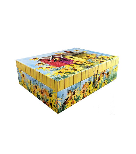 12.5" Sunflower Rectangle Box With Button Closure