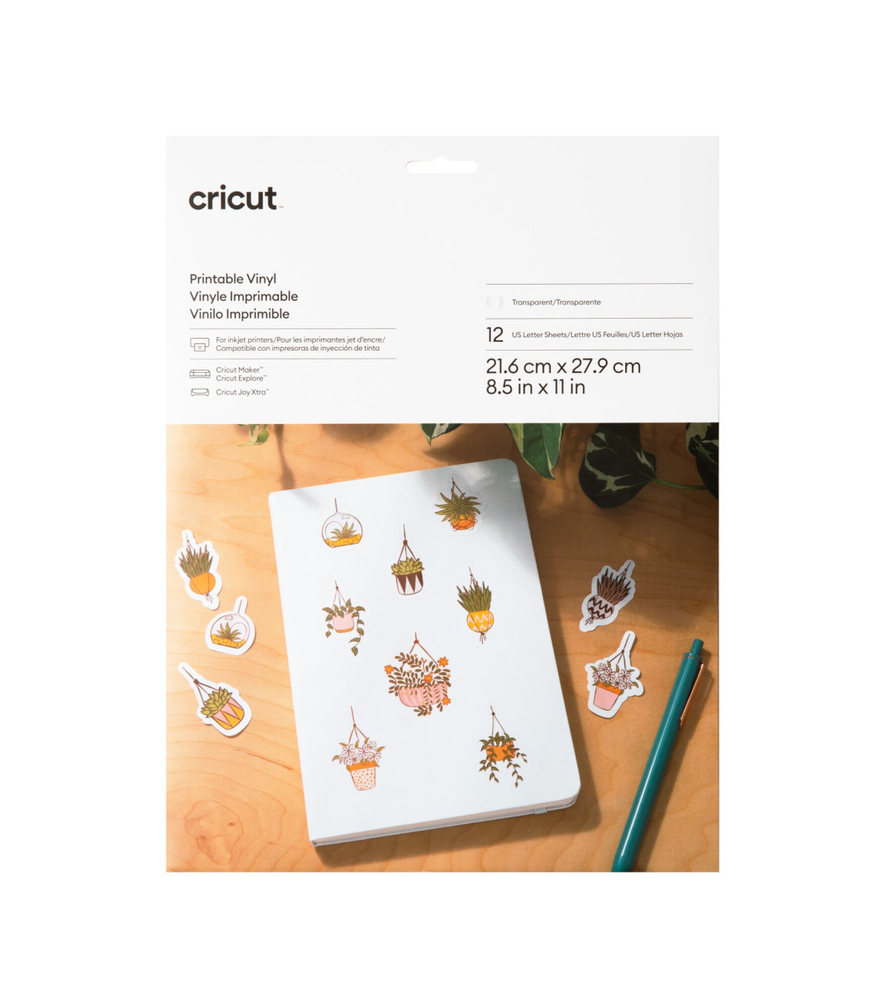 Cricut 8.5" x 11" Printable Vinyl 12ct, Transparent, hi-res