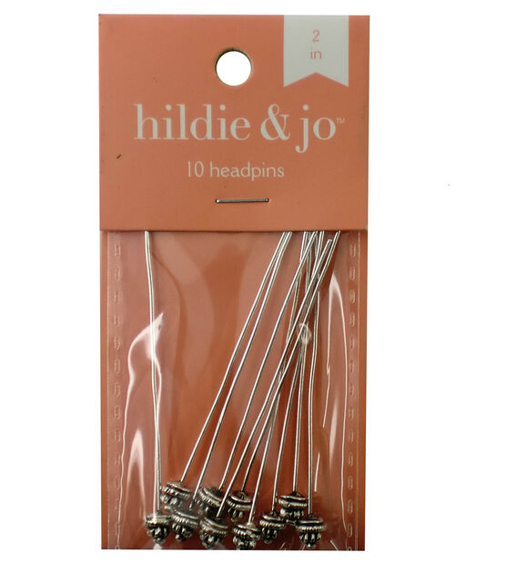 2" Antique Silver Decorative Metal Head Pins 10pk by hildie & jo