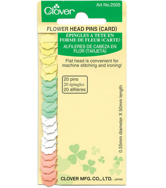 Clover Flower Head Pins 20 Count Carded