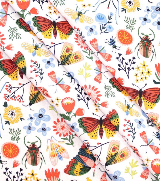 Multicolor Bright Bugs & Flora Novelty Prints Cotton Fabric, , hi-res, image 2