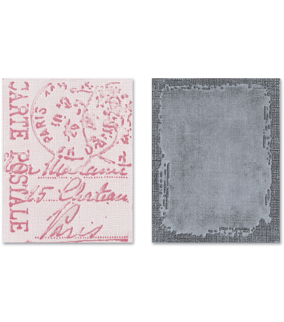 Sizzix Texture Fades Embossing Folders Distressed Frame & Postal