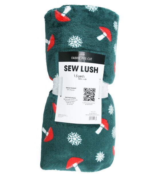 Sew Lush Plush 1.5 yard Precut Mushroom Snowflake Fleece Fabric