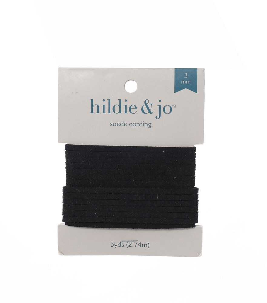 Darice 3yds Suede Cord, Black, swatch