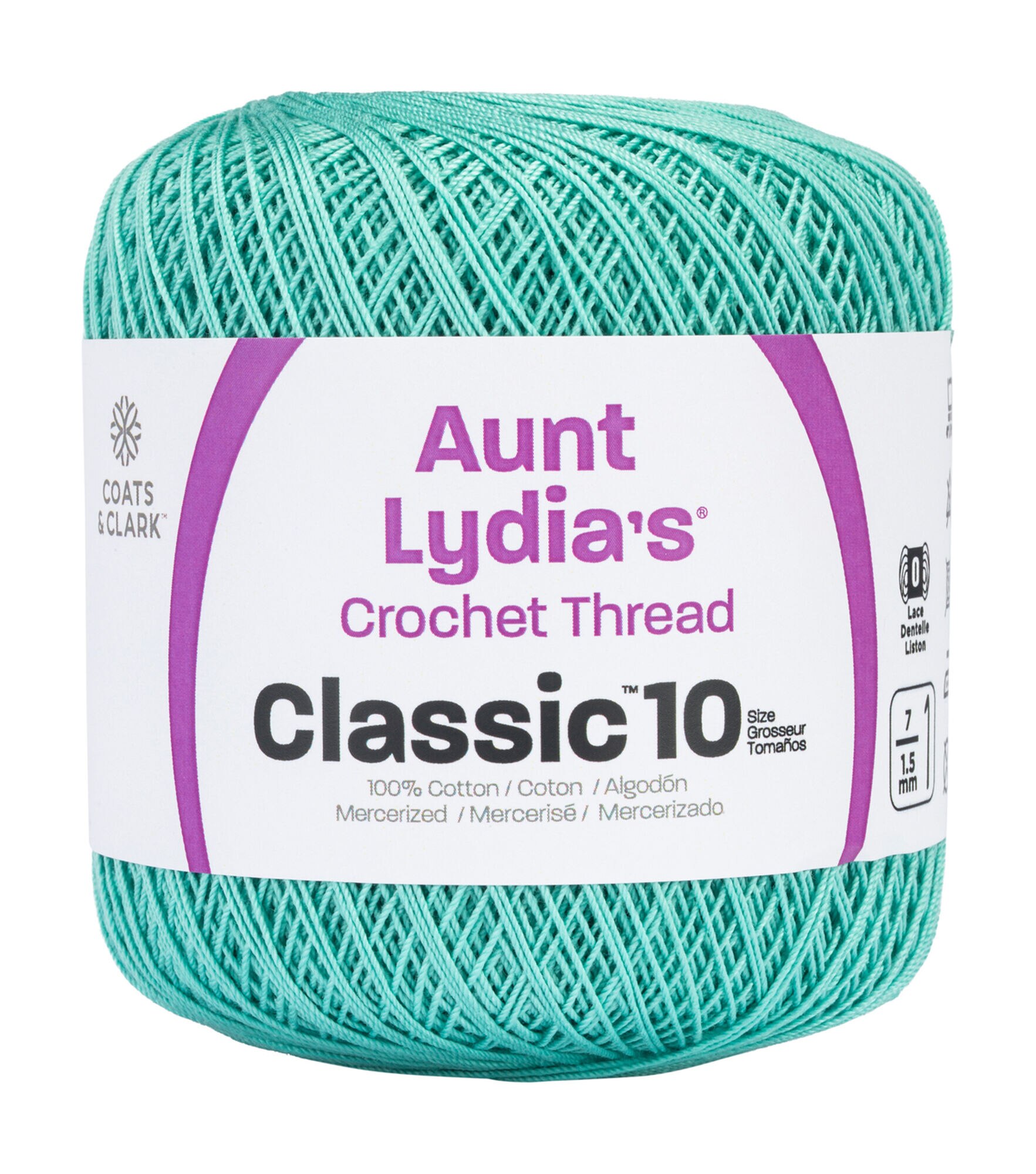 Aunt Lydia's Crochet Size 10 Cotton Thread, Aqua, hi-res