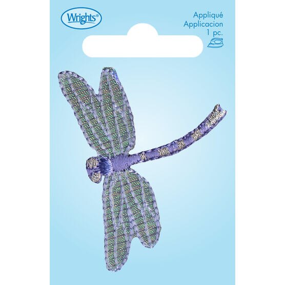 Wrights Lavender Dragonfly Iron On Patch