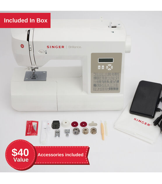 Singer Brilliance 6180 Electric Sewing Machine 80 Built In Stitches  Automatic Threading - Office Depot