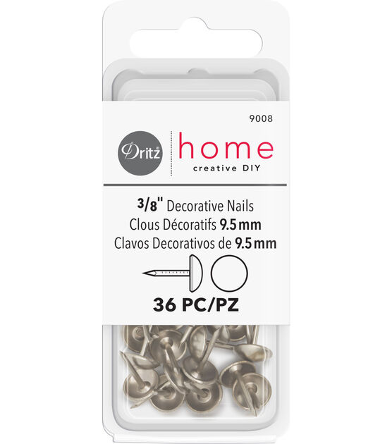 Dritz Home 3/8" Decorative Nails, 36 pc, Nickel